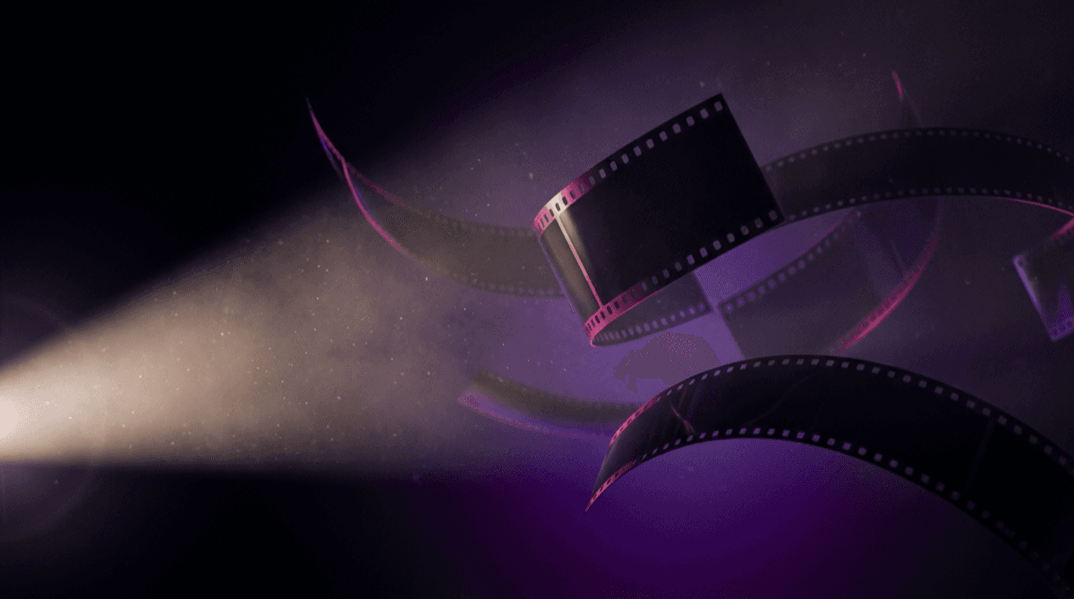 Visuel abstrait cinématique violet pour le guide formation IA vidéo sur AI Studios Blog