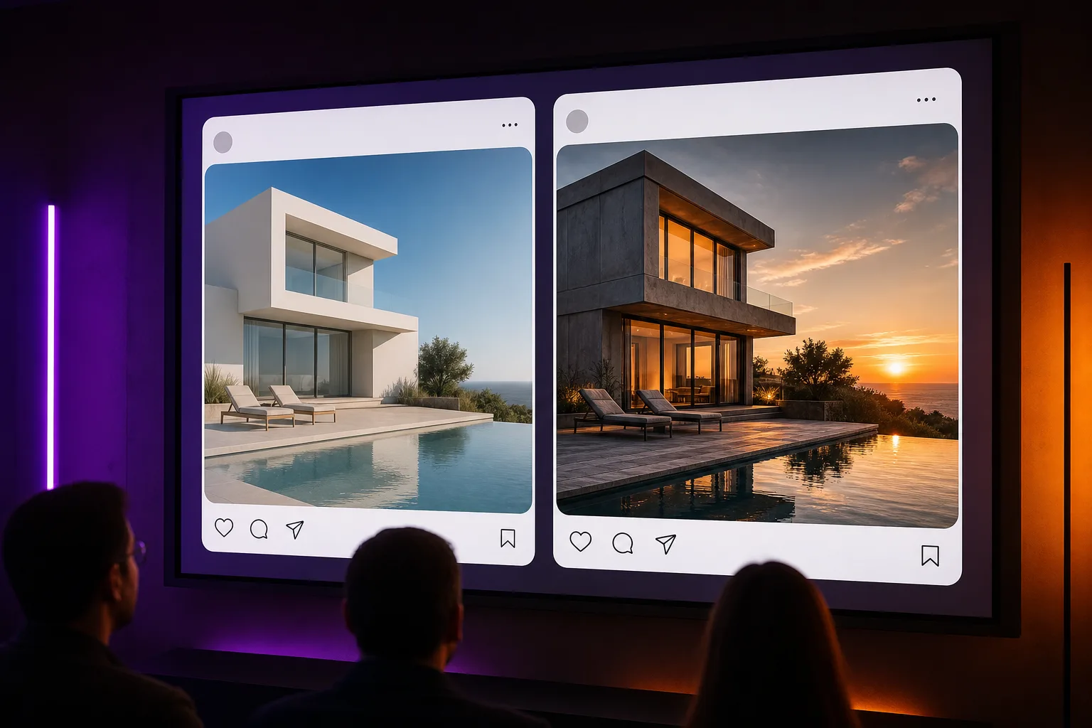 visuel Instagram IA comparaison avant après IA cinématique