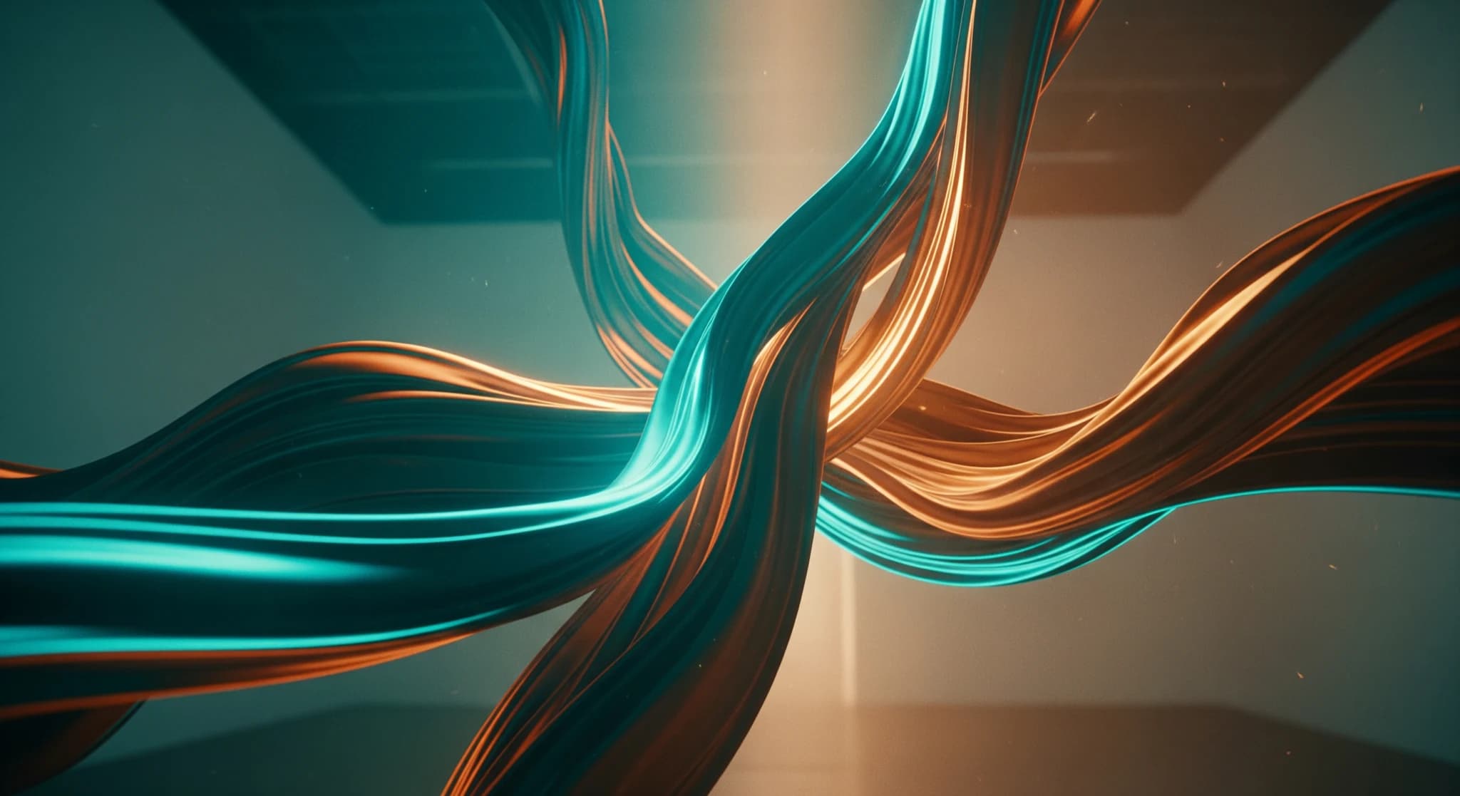 Images abstraites avec l'IA, visuel abstrait saisissant de lumière et de formes fluides, présentation en galerie, couleurs vives, profondeur et texture
