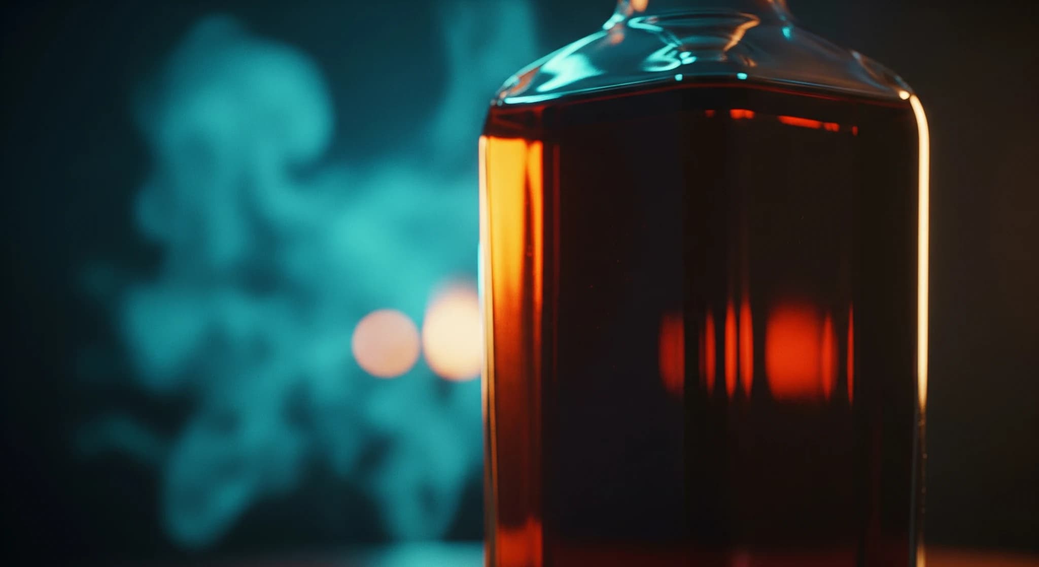 Visuels publicitaires IA qui convertissent, plan produit publicitaire haut de gamme à l'éclairage commercial dramatique, fumée et lumière de contour, finition premium